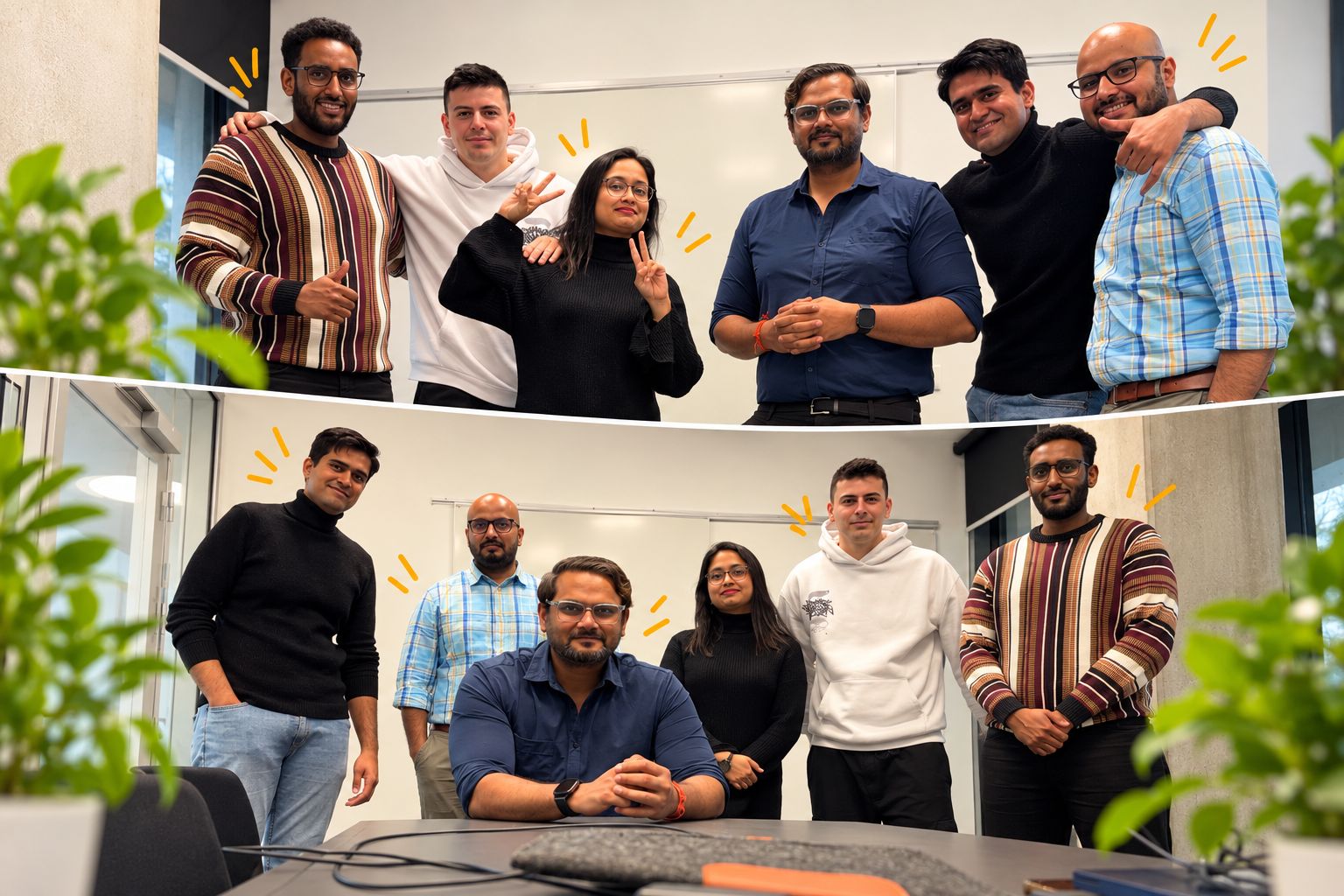 Group photo of the team in a meeting room